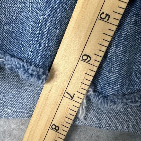 Free Assembly Jeans Denim Short WMNS Sz 14 Light Wash Blue Frayed Hem High Rise - Picture 11 of 11